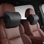 Quintor Genuine Leather Car Neck Pillow,Memory Foam Headrest Cushion, Ergonomic Cervical Support for Tesla Model 3/Y/X, Lexus, BMW- Breathable & All-Season Soft (2 PC) - Image 8
