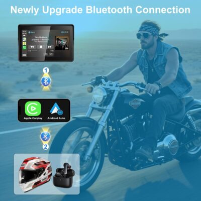 2026 YZW GPS Carplay 5 inch for Motorcycle with Wireless CarPlay & Android Auto, IP69K Waterproof Touch Screen, GPS Nevigation, Supports Bluetooth, Siri, Google Assistant, Vioce Control, Bracket - Image 5