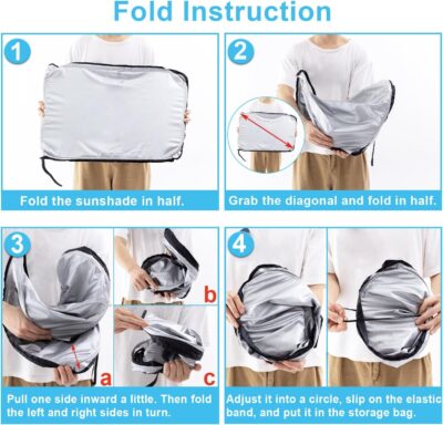 PIMCAR Windshield Sunshade for Ford F-150 2015-2020 | Premium 310T Reflective Polyester UV & Heat Blocker | Reduces Interior Temperature, Foldable with Storage Pouch - Image 8