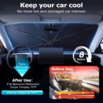 [Upgraded] DooGooCoo Windshield Sun Shade Umbrella -Medium, Car Sunshade for Front Windshield [Heat Shield & UV Block], Keep Car Cooler & Protect Interior Sun Shade for car Windshield (57"x32") - Image 2