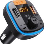 Bluetooth FM Transmitter for Car - BAISHUN Bluetooth 5.0 Adapter PD20W+QC3.0 Cigarette Lighter Radio Receiver Music Player Car Charger Supports Hands-Free Call Siri Google Assistant