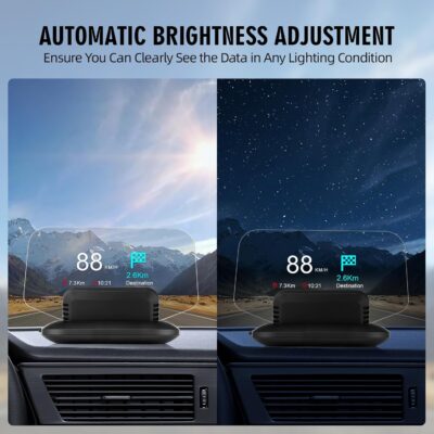 OBD2 Heads Up Display Turn Indication for 12V Car MAIMEIMI OBD2 & GPS Dual System Digital Speedometer for Car HUD MPH Projector with RPM, Water TEM, PSI, Volt, Odo, 4 Alarm for Most 2008+ Sedan Cars - Image 4