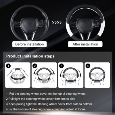 Automotive Steering Wheel Cover Leather Anti Slip Wrap 15",Purple - Image 5