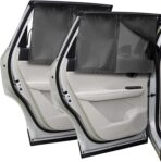 2PCS Car Window Shades, Magnetic Rear Side Window Car Sun Shades for Heat & UV Protection, Breathable Double Layer Window Sunshade, Auto Privacy Window Curtains for Baby