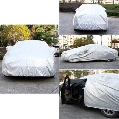 Kayme 6 Layers Car Cover Custom Fit for Toyota Camry Sedan/Solara (1996-2025) Waterproof All Weather for Automobiles, Outdoor Full Cover Rain Sun UV Protection with Zipper Cotton/Silver - Image 5