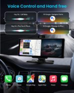 Portable Apple Carplay Screen, 10’’ Car Stereo Wireless Car Play & Android Auto Touch Screen, 4K Dash Cam, 1080P Backup Camera, Mirror Link/Voice Control/Music Play/GPS Navigation - Image 3