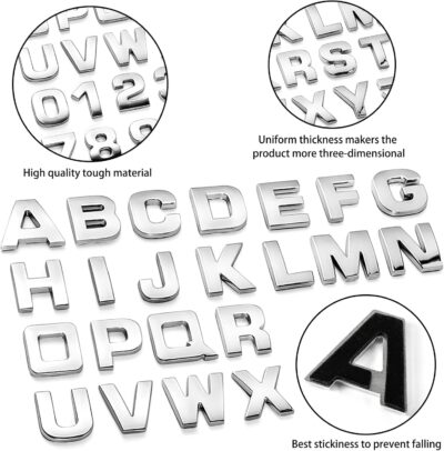 Lamoutor 43Pcs Car Emblem Letters Sticker DIY 3D Chrome Number Symbol Badge Decal - Image 3
