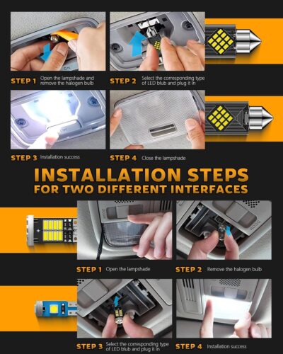 24PCS LED Interior Car Lights, Extremely Bright 6500K White LED Bulb Kit, Applicable to Dome Map Door Lights and Other Parts Replacement for Your Cars, to Help You See Inside The Car at Night - Image 5