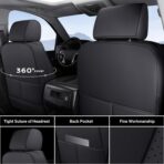 Coverado Chevy Silverado Seat Covers, Faux Leather Seat Covers Fit for Chevy Silverado GMC Sierra 2007-2025 1500, 2015-2025 2500HD 3500HD Crew Double Extended Cab (Front, Black) - Image 2