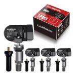 315Mhz Pre-Programmed TPMS Sensor, 4 Pack Tire Pressure Monitoring Sensor fit for Ford F150 Escape Explorer Ranger Transit, Lincoln Aviator Corsair, Replace JX7Z1A189C - 4 Replaceable Valve Stems