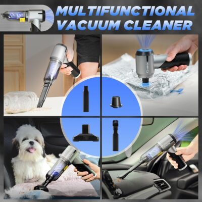 Saker Handheld Car Vacuum Portable Cordless17000PA Mini Air Duster Blower Rechargeable Foldable Vacuum Cleaner with Brushless Motor for Home, Office Pet HL132 Black - Image 6