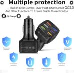 Amiss Car Charger Adapter, 6 USB Multi Port, Fast Charger, Include QC 3.0 and 5 Other Ports, Car Interior Accessories, Fit for iPhone 13/12/11/pro, Samsung Galaxy/Note S10/S9/S8, Android - Black - Image 3