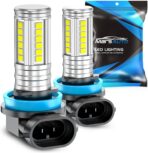 Marsauto H16 H8 Led Fog Light Bulb Yellow 12,000LM, 1:1 Size H11 Yellow Fog Lights, Real 360° Illumination 3000K Amber Strong Penetration, Upgraded LED Chips H11 H8 Fog Bulb, Tail Light Covers