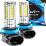 Marsauto H16 H8 Led Fog Light Bulb Yellow 12,000LM, 1:1 Size H11 Yellow Fog Lights, Real 360° Illumination 3000K Amber Strong Penetration, Upgraded LED Chips H11 H8 Fog Bulb, Tail Light Covers