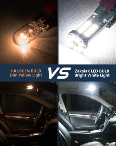 10Pcs 194 T10 168 W5W 2825 LED Bulb, Super Bright LED Car Interior Dome Map Camper RV License Plate Light Bulbs, Upgraded 25-SMD 3014 Chipsets 12V 400LM 6500K Xenon White - Image 2