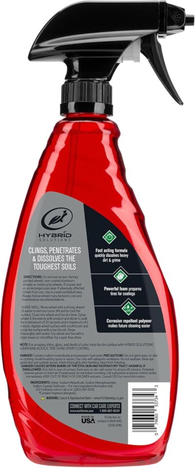 Turtle Wax 53734 Hybrid Solutions Hyper Foam Wheel and Tire Cleaner, Spray on Heavy Duty Formula for Both Wheels and Tires, Brake Dust Remover, Clean and Prep for Tire Shine, 23 oz. (Pack of 1) - Image 6