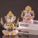 Indian God Lord Ganesha Statue,Transparent Lmitation Glass Hindu Elephant Statue Ganpati Idol Buddha Sculptures,Hindu Gift,Home Temple Mandir Meditation Yoga Room Decor 5.5" - Image 6