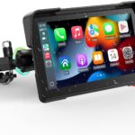 LAMTTO 7-Inch Wireless Motorcycle Carplay GPS Navigation System with Apple Carplay and Android Auto, Portable Moto Car Play Screen with Dual Bluetooth, Navigation, Siri, Google Assistant, Anti-Glare
