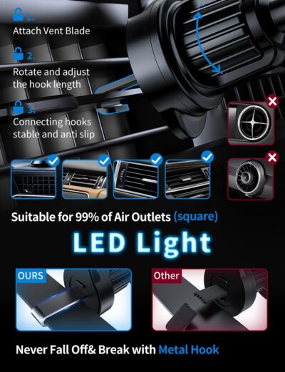 MagSafe Car Mount Charger, 3 in 1 [LED RGB HandsFree] Wireless Car Charger, Magnetic Phone Holders for Your Car- Fast Charging Car MagSafe Charger for iPhone 17/16/15/14/13/12 Series, for Men Women - Image 8