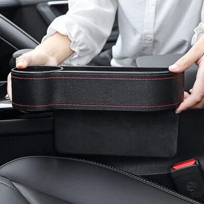 Car Seat Gap Filler Organizer Between Front seat car Organizer and Storage Box, Auto Premium PU Leather Console with Cup Holder, Car Pocket for Interior Essentials (for Driver Side) - Image 6