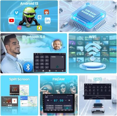 10.1" Android 13 Car Stereo for Chevy Silverado 2007-2013 Tahoe GMC Sierra Yukon, Wireless CarPlay & Android Auto, HD Touchscreen, Backup Camera, WiFi, GPS, SWC - 2GB+64GB - Image 6