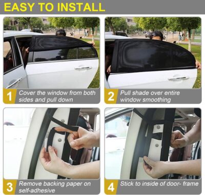 Car Window Shades for Baby, 2 Pack Car Sun Shade for Baby Kids Adults Pet, Large Size Mesh Covers Rear Side Sun Shades for SUV MPV Block UV Rays & Privacy Protection(42"x23") - Image 6