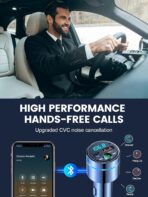 FM Transmitter for Car Bluetooth 5.3, All-Metal PD 20W & QC3.0 18W Fast Charger, Wireless FM Radio Car Kit Bluetooth Adapter, Noise Cancelling Hands-Free Call, Hi-Fi Music, Ring Light - Image 4