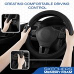 Skechers Memory Foam Steering Wheel Cover,Grade Protein Leather Steering Wheel Cover,Universal Anti-Slip Fit 14" 1/2-15" Car Wheel Cover for Men Women Fit Suvs,Vans,Sedans,Car,Trucks,Black - Image 6
