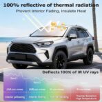 [Upgraded] DooGooCoo Windshield Sun Shade Umbrella -Medium, Car Sunshade for Front Windshield [Heat Shield & UV Block], Keep Car Cooler & Protect Interior Sun Shade for car Windshield (57"x32") - Image 3