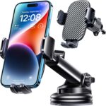 TICILFO Phone Mount for Car Phone Holder [Military-Grade Suction & Stable Clip] Car Phone Holder Mount Windshield Dashboard Air Vent Universal Automobile Mount Fit for All Dash Mounting Kits iPhone