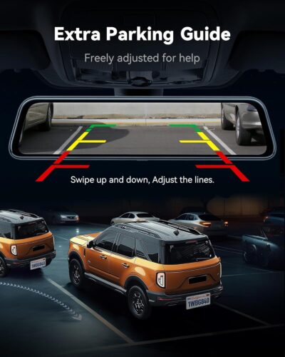 WOLFBOX G840S 12" 4K Mirror Dash Cam Backup Camera, 5.8GHz WiFi Smart Rearview Mirror for Cars & Trucks, Front and Rear View Dual Cameras, Night Vision, Parking Assistance, Included 32GB Card & GPS - Image 6