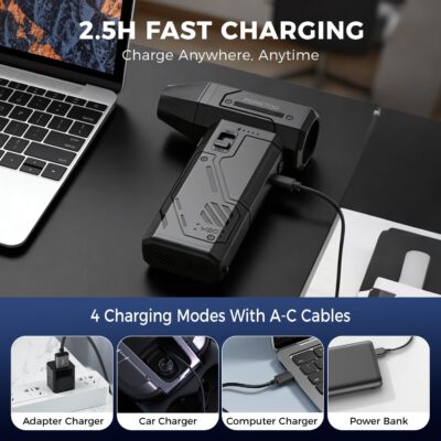 Compressed Air Duster,130000RPM Electric Air Duster Brushless Motor with Adjustable Stepless Speed, Fast Charging Rechargeable Cordless Air Blower for PC,Car,Keyboard,Pet,Home & Outdoor - Image 6