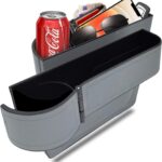 Car seat gap filler organizer, 2 Pack multifunctional car seat organizer, car console side storage box can Holders phone, sunglasses, car keys, change(Gray)