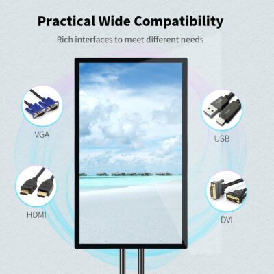 43 inch Capacitive Multi-Touch Screen Industrial Monitor, 16:9 Display 1920 x 1080P, Built-in Speakers, USB, VGA, DVI & HD-MI Ports, Digital Signage Displays and Player for Advertising - Image 3