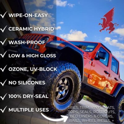 RENEW PROTECT Blak, Semipermanent Rich Black Tire & Trim Treatment, Mid to High Shine, Floor Mat- RV- Golf Cart, Motorcycle-Safe, Acrylic Ceramic-Hybrid Protectant, Wash-Proof, 5 min Dry-Seal 8oz - Image 4