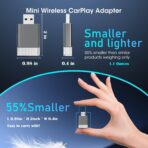 Mini Wireless Carplay Adapter for Apple iPhone,Plug and Play Easy Setup Automatic Reconnect,Convert Wired to Wireless Carplay Adapter Dongle,for Car Play 2016+ & iPhone iOS 10+ (USB A) Grey01 - Image 2