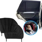 2PCS Car Windshield Sun Shade, High Elasticity Mesh Rear Side Window Sunshades, Stretchable UV Protection, Breathable Design for Heat Reduction, Easy Installation, Universal for SUV, Truck, RV