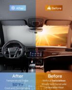helloleiboo Graphene Car Windshield Sun Shade – 59" x 33" Foldable Car Sun Shade, Advanced Heat Absorption & UV Protection, Universal Fit for Cars, SUVs & Trucks - Image 2