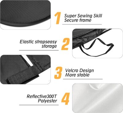 Windshield Sun Shade for BMW X3 2011-2017, Foldable Sun Visor Protector with Storage Bag, 2-Layers Car Sunshade Front Window Shade UV Protection - Image 5