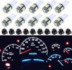 T10 194 168 Dash Instrument 6000K White LED Light Bulbs Bright Panel Gauge Cluster Dashboard LED Light Bulbs 10Pcs/Set