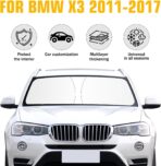 Windshield Sun Shade for BMW X3 2011-2017, Foldable Sun Visor Protector with Storage Bag, 2-Layers Car Sunshade Front Window Shade UV Protection - Image 3