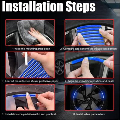 20PCS Car Wheel Stripe Reflective Stickers - Night Safety Warning Anti-Scratch Rim Decals for Motorcycles, Bicycles (Blue) - Image 6