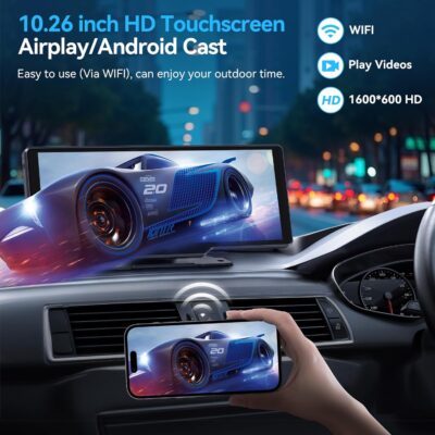 Portable Carplay Screen for Car, 10" Wireless Carplay & Android Auto, OTA Updates, Car Play Touchscreen with 1080P Backup Camera,GPS Navigation,Voice Control,5.0 Bluetooth (10inch) - Image 3