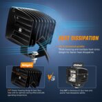 Nilight 2Pcs 3Inch 42W LED Cubes Upgraded Spot Flood Combo Square Driving Fog Off Road Lights 12V 5Pin Rocker Switch Wiring Harness Kit-2 Leads - Image 3