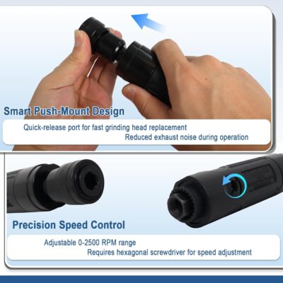 Air Tire Repair Polish Patch Kit Heavy Duty - Includes 2500RPM Air Tire Buffer, Tire Inner Liner Scraper, 4 Tungsten Steel Buffing Wheel, Patch Roller, & Wire Brush - Professional Tire Patch Tools - Image 3