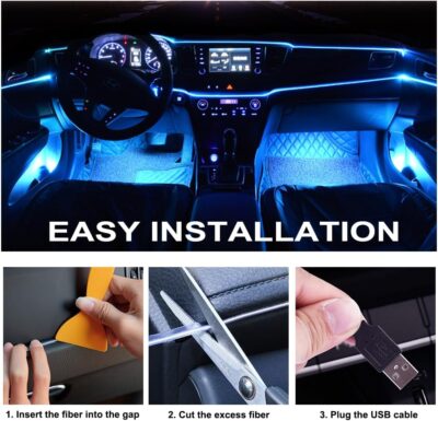 Interior Car LED Strip Lights with Wireless APP & Remote Control, RGB 2 in 1 Car Ambient Lighting Kit with 158 Inches Fiber Optic, Inside Neon Dash Strip with Music Mode - Image 3