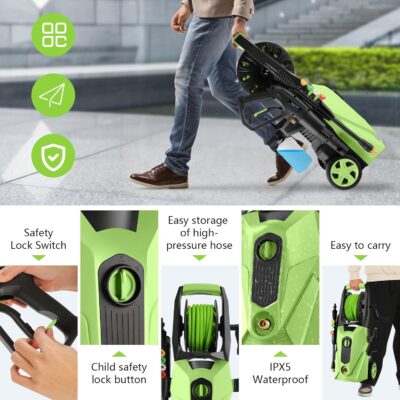 Electric Pressure Washer 5000 PSI,2.8 GPM Power Washer with Foam Cannon,Portable Cleaner with 33ft Hose Reel,4 Nozzle Tips,and Soap Bottle for Cars/Home/Driveways/Patios/Decks/Fences - Image 3