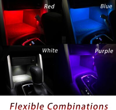 PA Ambient Light Central Console Box Light Footwell Light Glove Box Light Original Reserved Hole with Dedicated Wiring Harness Compatible with Toyota Cross Auris Subaru (RED) - Image 4