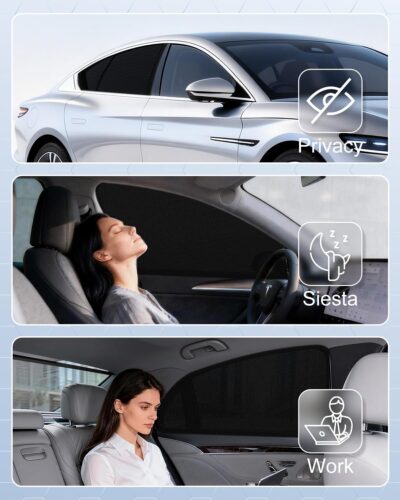 Car Window Shades(2 Pack)-Side Window Sun Shades, UV Protection Breathable Spandex Baby Window Covers, Universal Fit Most of Cars, Protect Privacy for Family (27.2"x39.8") Black - Image 4