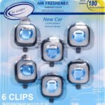 Air Jungles New Car Scent Car Air Freshener Vent Clip, 6 Count Long Lasting Up to 180 days, Natural Essential Oil Car Fragrance for Women and Men, Odor Eliminator - 4ml Each